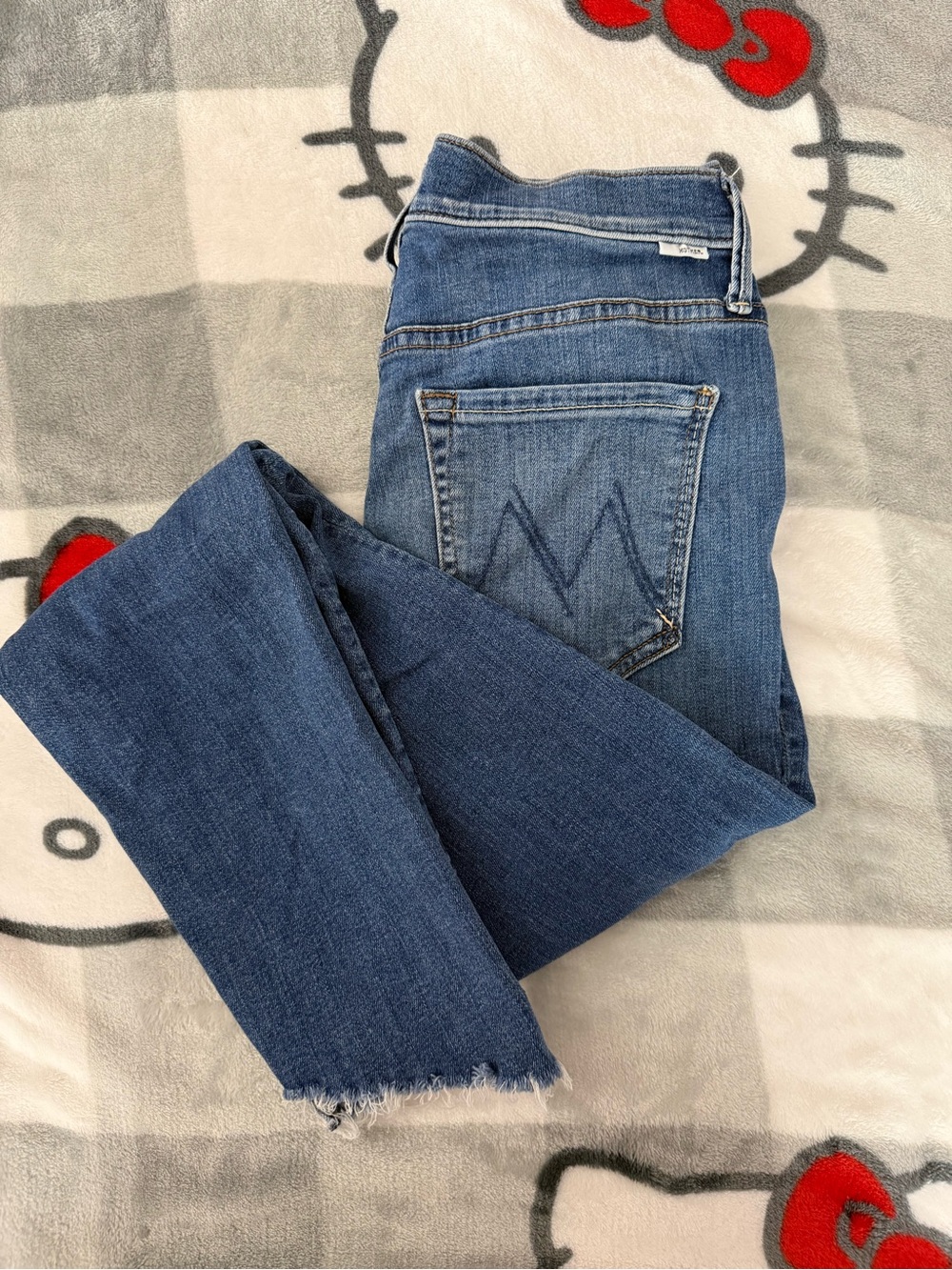 MOTHER denim the stunner two step fray love for sail wash cropped jeans 26
